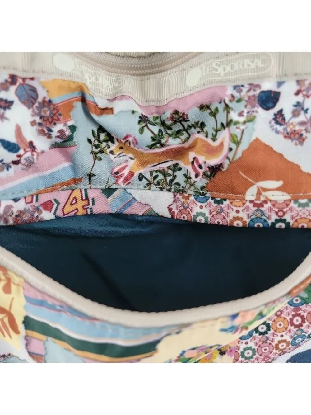 LeSportsac Easy Carry Tote 74 Collage Patchwork Bird Floral Travel Bag